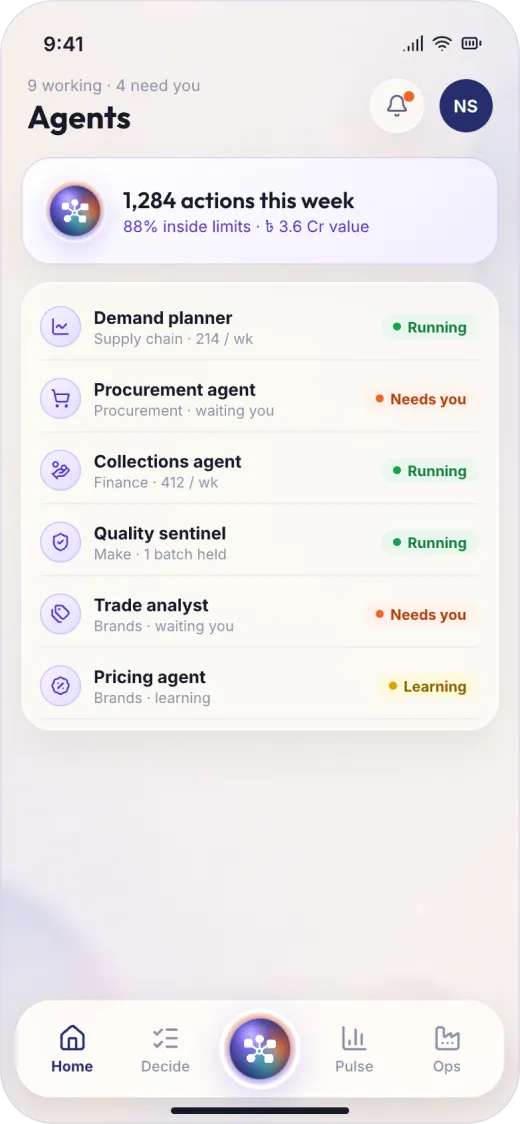 Agents on mobile with sample data